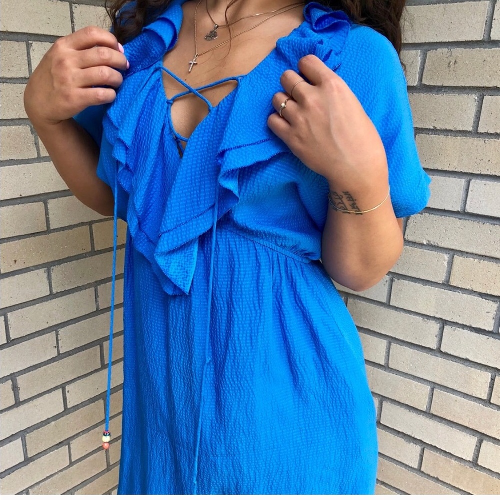 Rebecca Taylor Blue ruffle dress 4
